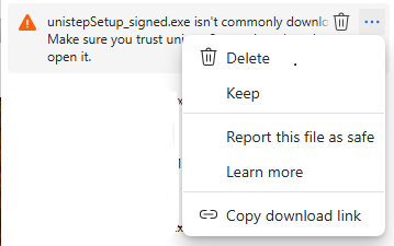 Download warning (Edge) 