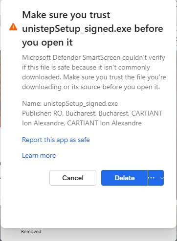 Download warning (Edge) 