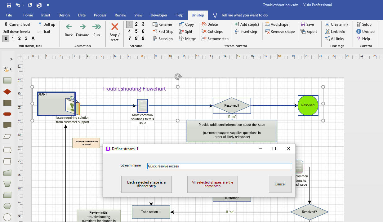 Assign to a stream button